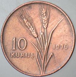 TÜRKİYE CUMHURİYETİ 10 KURUŞ 1970.