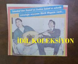 COŞKUN SABAH'IN GAZETEDEN KESİLME FOTOĞRAFI - 14 x 12 cm EBADINDA - COŞKUN SABAH ve HÜLYA AVŞAR AYNI KAREDE - ARKA SAYFA: İZZET ALTINMEŞE ve BELKIS AKKALE
