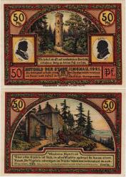 *** ALMANYA 50 PFENNİG 1921 NOTGELD-İLMENAU ŞEHRİ-GOETHE SERİSİ. ÇİL.