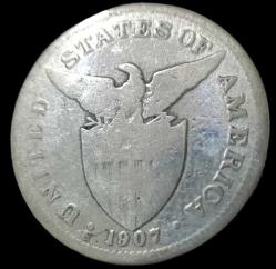 Amerika Filipinleri 1907 S 50 Centavos gümüş 9.25gr Nadir