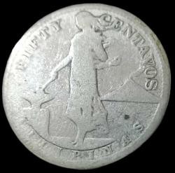 Amerika Filipinleri 1907 S 50 Centavos gümüş 9.25gr Nadir