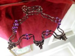 AMETİST TAŞLI GÜMÜŞ KOLYE    UZUNLUK 24 CM