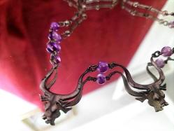 AMETİST TAŞLI GÜMÜŞ KOLYE    UZUNLUK 24 CM