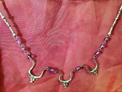 AMETİST TAŞLI GÜMÜŞ KOLYE    UZUNLUK 24 CM