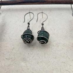 El İşçiliği Gümüş Yeşim Taşı  Küpe