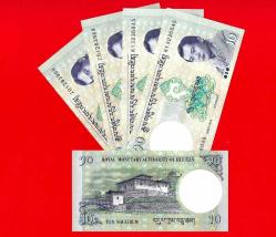 5 Adet Bhutan, 10 Ngultum, 2013, P-29b, UNC ÇİL