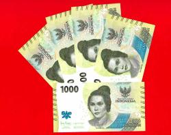 5 Adet Indonesia 1000 Rupiah 2022 NEW P 162 UNC  ÇİL