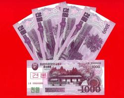 5 Adet Kuzey Kore, 1.000 Won, 2009 p64a, SPECIMEN ÇİL