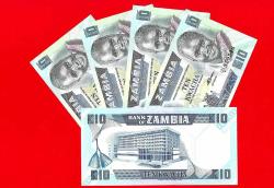 5 Adet Zambia, 10 Kwacha, ND (1986-1988), P-26e, Sig. 7 UNC ÇİL