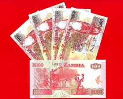 5 Adet ZAMBIA 50 KWACHA 2008 UNC ÇİL