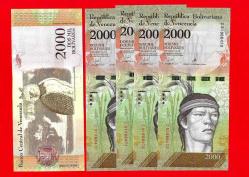 5 Adet VENEZUELA 2000 BOLIVARES 2016 UNC ÇİL