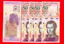 5 Adet VENEZUELA 2018 YILI 50 BOLİVAR UNC ÇİL