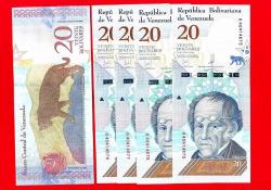 5 Adet VENEZUELA 2018 YILI 20 BOLİVAR UNC ÇİL