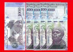 5 Adet VENEZUELA 1000 BOLIVARES 2017 UNC ÇİL