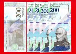 5 Adet Venezuela 200 Bolivares Soberanos P 107 2018 UNC ÇİL