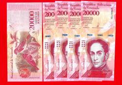 5 Adet VENEZUELA 20.000 BOLIVARES 13.12.2017 P 99c UNC ÇİL