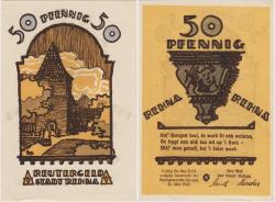 *** ALMANYA 50 PFENNİG 1922 NOTGELD-REHNA ŞEHRİ. ÇİL(-)