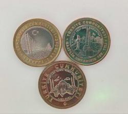 1 tl hatıra paralar lotu Çanakkale Köprüsü Ayasofya cami Gazilik