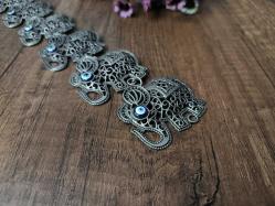 NAzar Boncuklu Fil - Metal Duvar Dekoru - Bereket Süsü Fİl Biblo Dekor - Nazar Boncuğu Duvar Dekoru