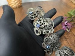 NAzar Boncuklu Fil - Metal Duvar Dekoru - Bereket Süsü Fİl Biblo Dekor - Nazar Boncuğu Duvar Dekoru