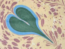 Ebru Sanatı - El İşi Ebru - KALP Desenli - Duvar Dekoru - Sanatçı: Muhammed Aydın - 2013 Tarihli - 50 cm x 35 cm -