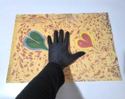 Ebru Sanatı - El İşi Ebru - KALP Desenli - Duvar Dekoru - Sanatçı: Muhammed Aydın - 2013 Tarihli - 50 cm x 35 cm -