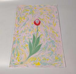 Ebru Sanatı - El İşi Ebru - Karanfil Çiçek Desenli - Duvar Dekoru - Sanatçı: Muhammed Aydın - 2013 Tarihli - 50 cm x 35 cm -