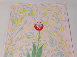 Ebru Sanatı - El İşi Ebru - Karanfil Çiçek Desenli - Duvar Dekoru - Sanatçı: Muhammed Aydın - 2013 Tarihli - 50 cm x 35 cm -