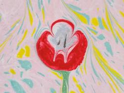 Ebru Sanatı - El İşi Ebru - Karanfil Çiçek Desenli - Duvar Dekoru - Sanatçı: Muhammed Aydın - 2013 Tarihli - 50 cm x 35 cm -