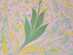 Ebru Sanatı - El İşi Ebru - Karanfil Çiçek Desenli - Duvar Dekoru - Sanatçı: Muhammed Aydın - 2013 Tarihli - 50 cm x 35 cm -