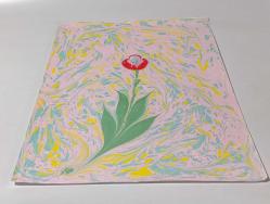 Ebru Sanatı - El İşi Ebru - Karanfil Çiçek Desenli - Duvar Dekoru - Sanatçı: Muhammed Aydın - 2013 Tarihli - 50 cm x 35 cm -