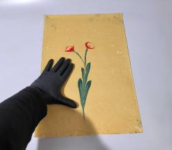 Ebru Sanatı - El İşi Ebru - Karanfil Çiçek Desenli - Duvar Dekoru - Sanatçı: Muhammed Aydın - 2013 Tarihli - 49 cm x 34 cm - Süper