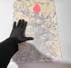 Ebru Sanatı - El İşi Ebru - Karanfil Çiçek Desenli - Duvar Dekoru - Sanatçı: Muhammed Aydın - 2013 Tarihli - 49 cm x 34 cm - Ebruu