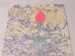 Ebru Sanatı - El İşi Ebru - Karanfil Çiçek Desenli - Duvar Dekoru - Sanatçı: Muhammed Aydın - 2013 Tarihli - 49 cm x 34 cm - Ebruu