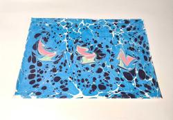 Ebru Sanatı - El İşi Ebru - Desenli - Duvar Dekoru - Sanatçı: Muhammed Aydın - 2013 Tarihli - MAVİ Renkli