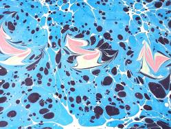 Ebru Sanatı - El İşi Ebru - Desenli - Duvar Dekoru - Sanatçı: Muhammed Aydın - 2013 Tarihli - MAVİ Renkli