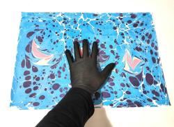 Ebru Sanatı - El İşi Ebru - Desenli - Duvar Dekoru - Sanatçı: Muhammed Aydın - 2013 Tarihli - MAVİ Renkli