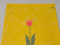 Ebru Sanatı - El İşi Ebru - Karanfil Çiçek Desenli - Duvar Dekoru - Sanatçı: Muhammed Aydın - 2013 Tarihli - 49 cm x 34 cm - SARI