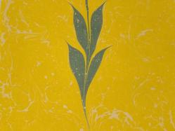 Ebru Sanatı - El İşi Ebru - Karanfil Çiçek Desenli - Duvar Dekoru - Sanatçı: Muhammed Aydın - 2013 Tarihli - 49 cm x 34 cm - SARI