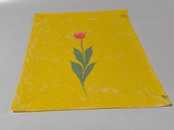 Ebru Sanatı - El İşi Ebru - Karanfil Çiçek Desenli - Duvar Dekoru - Sanatçı: Muhammed Aydın - 2013 Tarihli - 49 cm x 34 cm - SARI