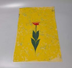 Ebru Sanatı - El İşi Ebru - Karanfil Çiçek Desenli - Duvar Dekoru - Sanatçı: Muhammed Aydın - 2013 Tarihli - 49 cm x 34 cm - SARILI