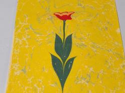 Ebru Sanatı - El İşi Ebru - Karanfil Çiçek Desenli - Duvar Dekoru - Sanatçı: Muhammed Aydın - 2013 Tarihli - 49 cm x 34 cm - SARILI