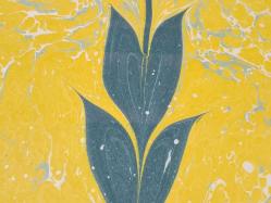 Ebru Sanatı - El İşi Ebru - Karanfil Çiçek Desenli - Duvar Dekoru - Sanatçı: Muhammed Aydın - 2013 Tarihli - 49 cm x 34 cm - SARILI