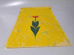 Ebru Sanatı - El İşi Ebru - Karanfil Çiçek Desenli - Duvar Dekoru - Sanatçı: Muhammed Aydın - 2013 Tarihli - 49 cm x 34 cm - SARILI