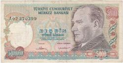 Türkiye · 5000 Türk Lirası · 7. Emisyon · 1. Tertip · Temiz