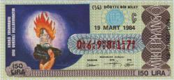 ESKİ MİLLİ PİYANGO BİLETİ 19 MART 1984 ÇEYREK-ENERJİ TASARRUFU.