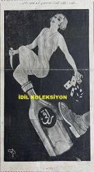 Osmanlıca Akbaba Mizah Dergisi-Gazetesi, Orijinal Dönem Basım, (Ottoman Magazine-Newspaper) - 6 Şubat 1928 - Sayı: 538 - Karikatürist Ramiz Gökçe'nin Çalışması: Hükümet, İçkiye, Kumara, Fuhuşa Karşı Şiddetle Mücadeleye Başladı.. 
