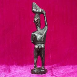 VINTAGE EL OYMA ABANOZ AHŞAP AFRİKALI YERLİ ERKEK FİGÜR BİBLO