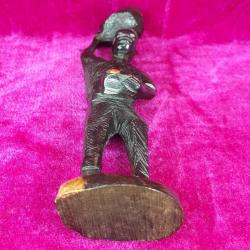 VINTAGE EL OYMA ABANOZ AHŞAP AFRİKALI YERLİ ERKEK FİGÜR BİBLO
