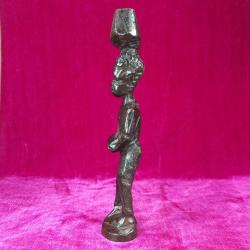 VINTAGE EL OYMA ABANOZ AHŞAP AFRİKALI YERLİ ERKEK FİGÜR BİBLO